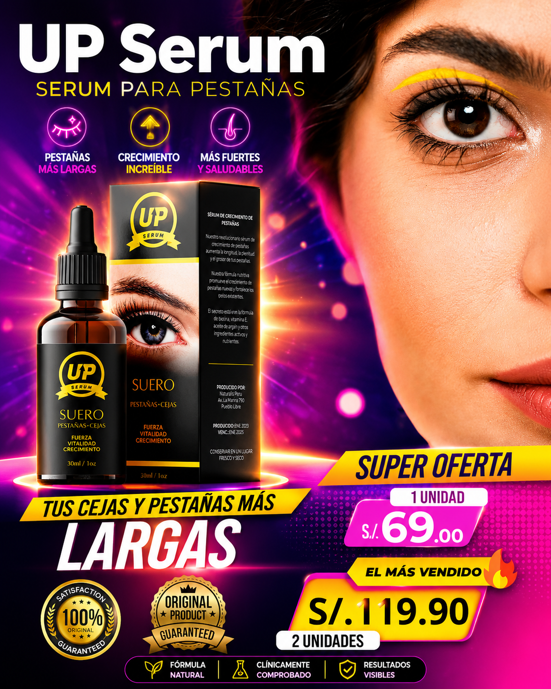 SERUM UP PRO ALARGAMIENTOS DE PESTAÑAS Y CEJAS